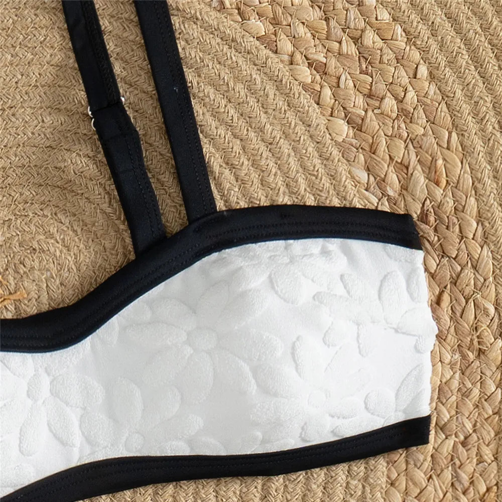 Ensembles maillot de bain deux pièces coupe haute et string pour femmes