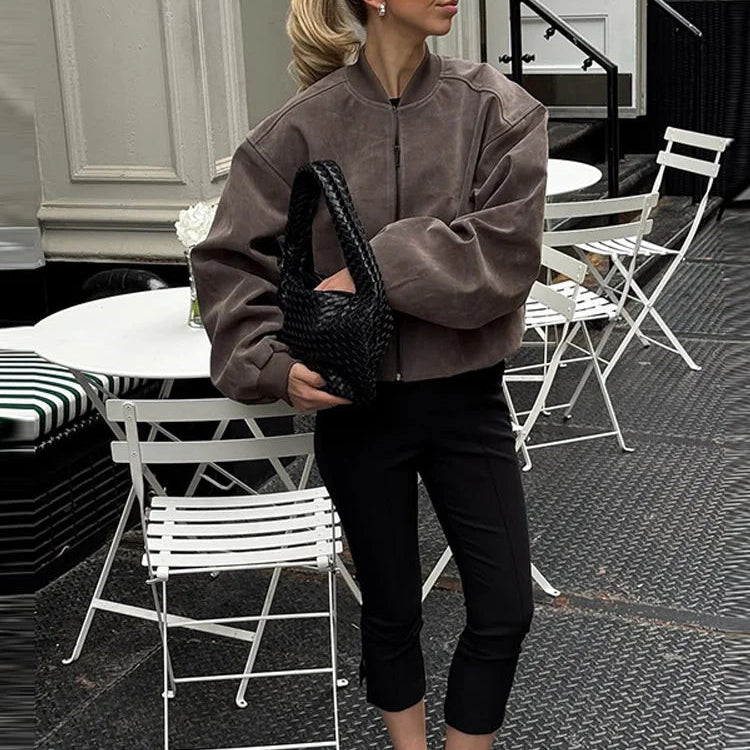 Veste à fermeture éclair et manches longues pour femmes