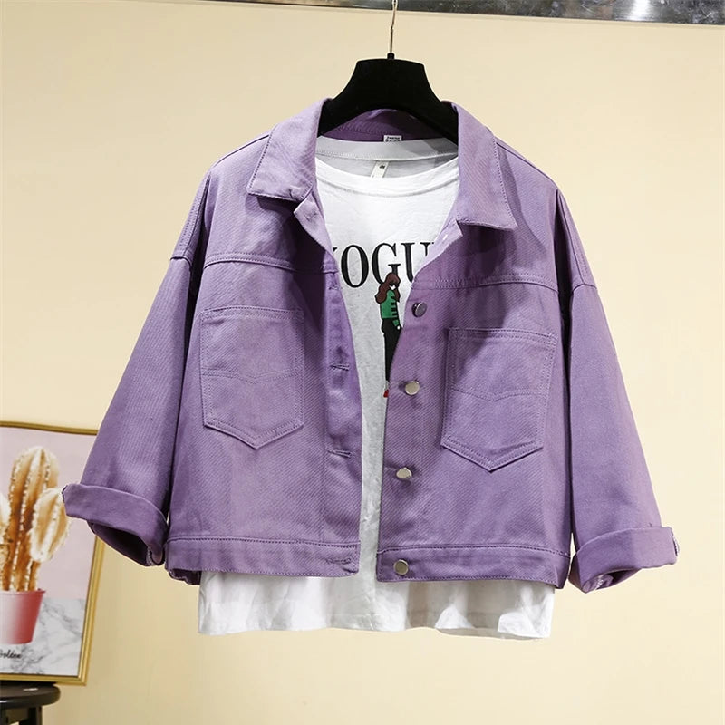 Vestes en jean violet pour femmes