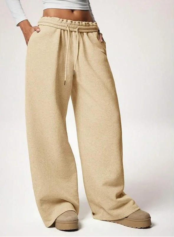 Pantalon large en molleton élastique avec doublure polaire pour femmes