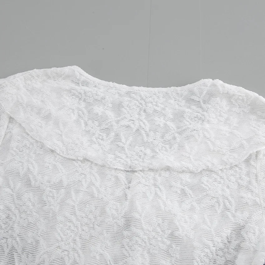 Chemisier en dentelle transparente blanche pour femmes