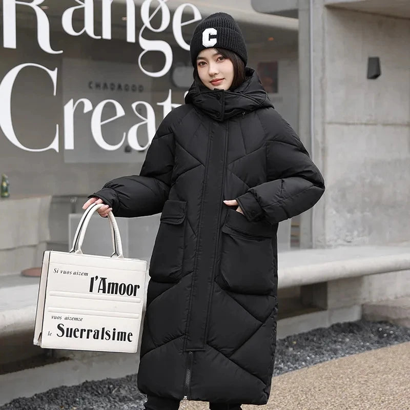 Manteau à capuche solides à grandes poches pour femmes