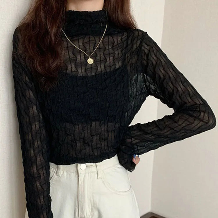 T-shirt en maille de dentelle pour femmes