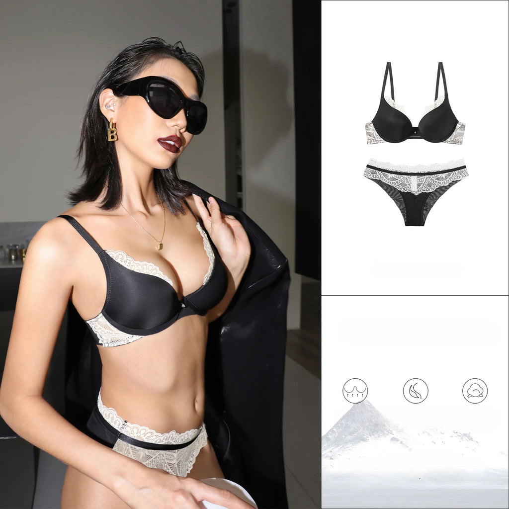 Ensemble de lingerie sexy en dentelle soutien-gorge push-up et culotte assortie pour femmes