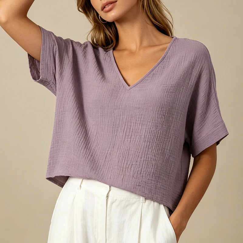 T-Shirt Chic Femme – Mousseline de Coton