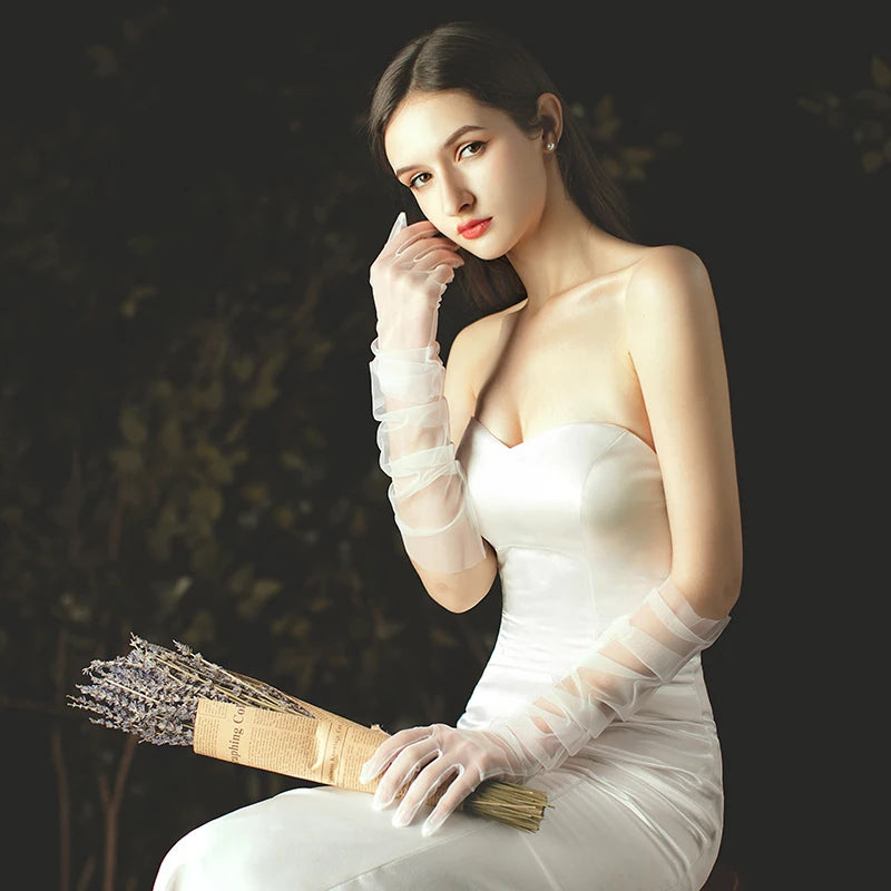 Gants longs respirant en tulle pour femmes