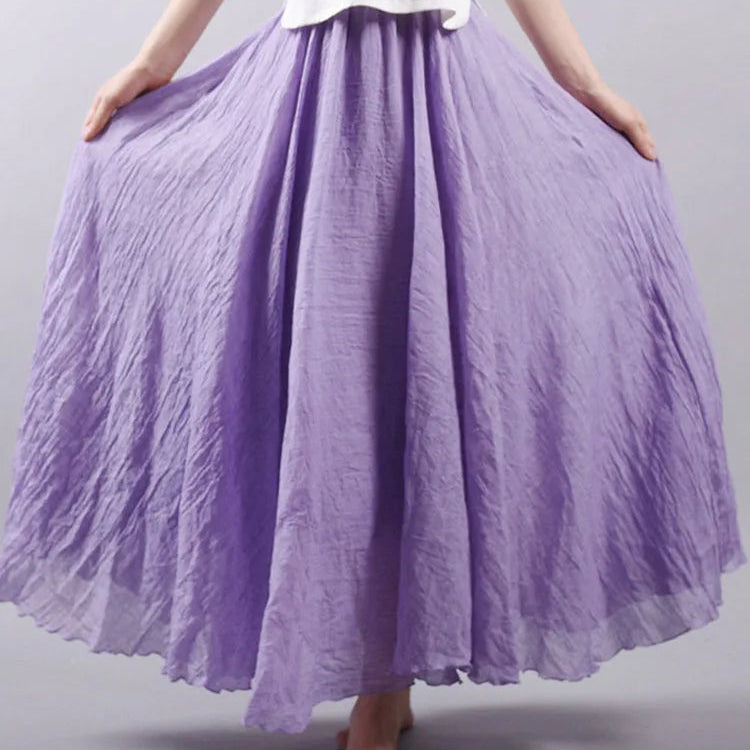 Jupe maxi en lin taille haute pour femmes
