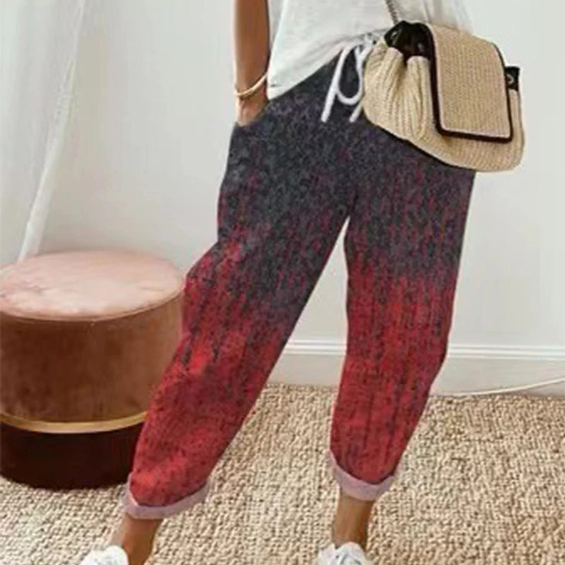Pantalon vintage à imprimé floral pour femmes