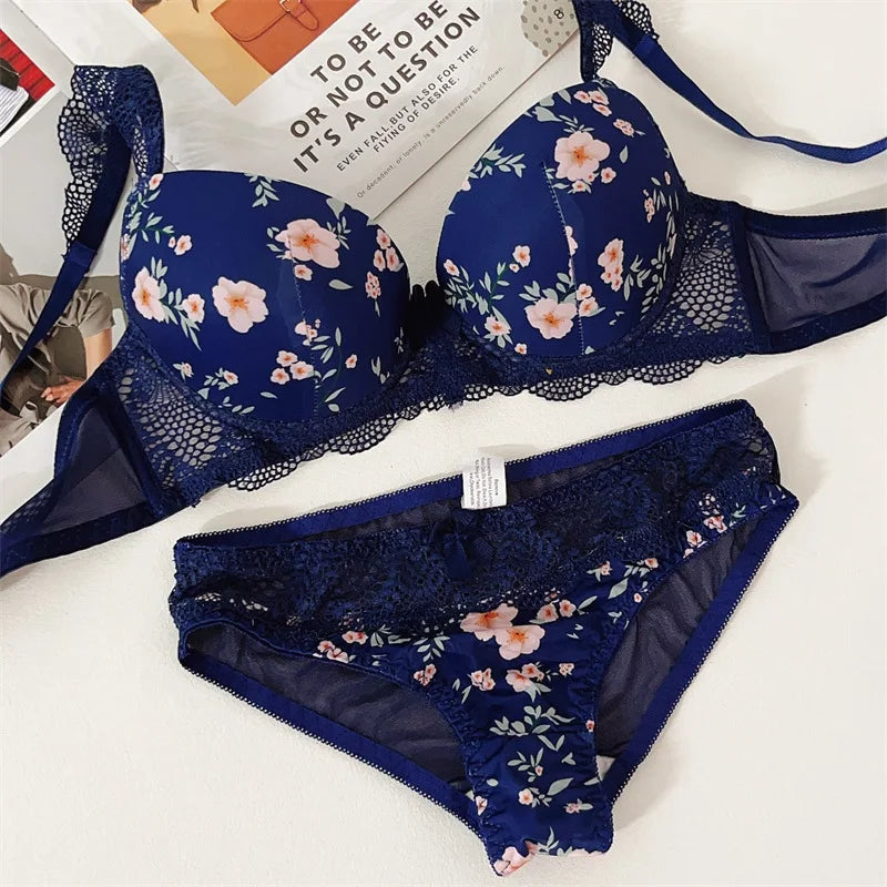 Ensemble de lingerie soutien-gorge et culotte en dentelle florale pour femmes