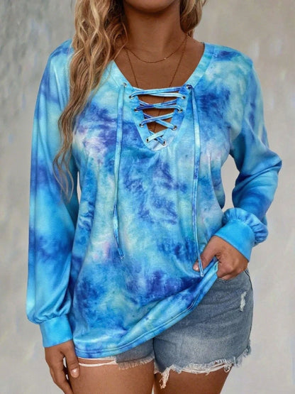 T-shirt Tie-Dye Femme – Manches Longues et Laçage