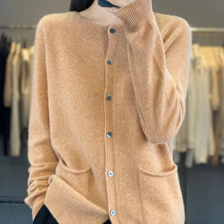 Cardigans à manches longues et col rond pour femmes