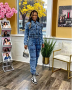 Ensemble deux pièces en jean pour femmes