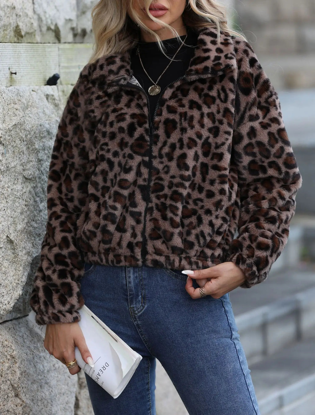 Veste imprimée léopard pour femmes