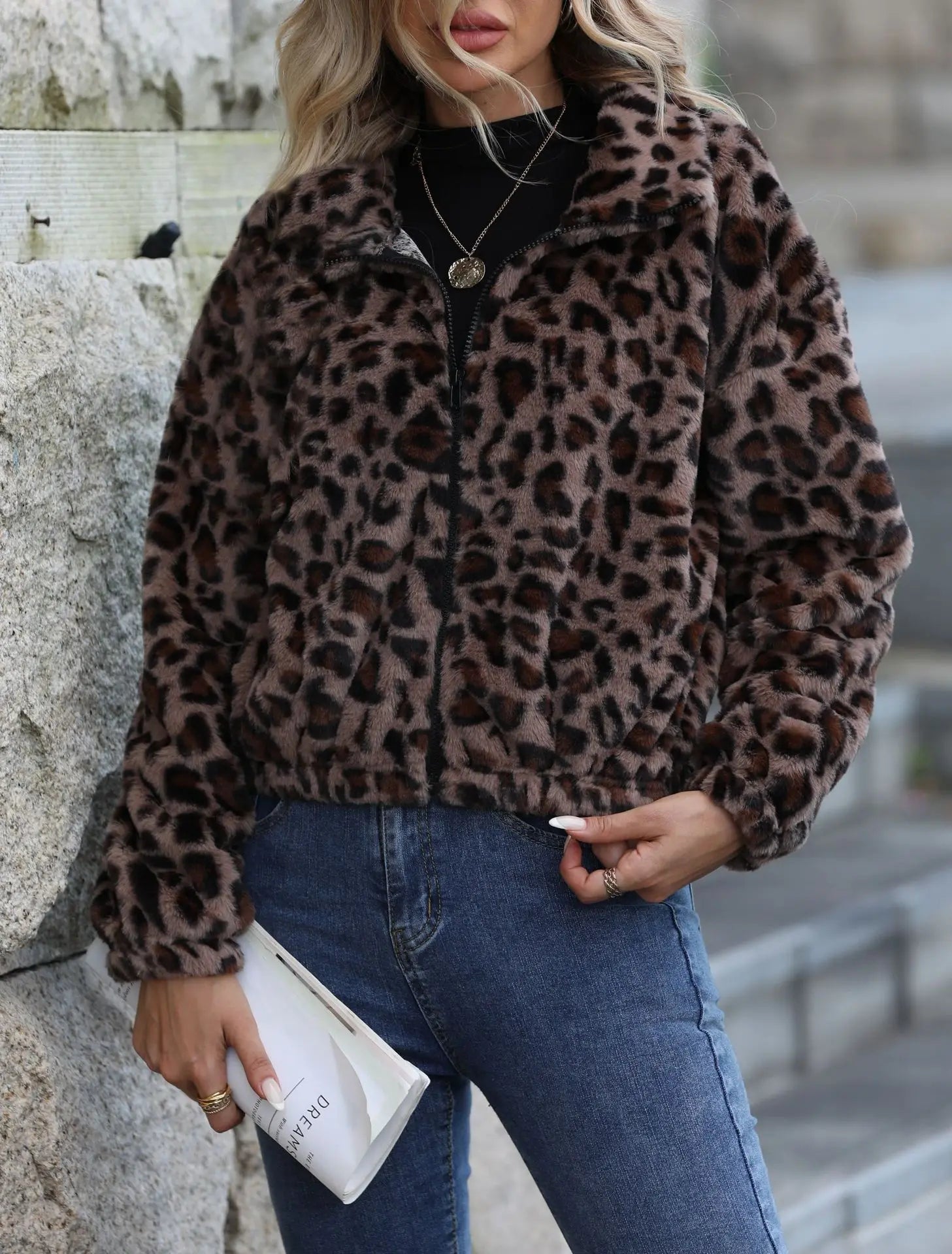 Veste imprimée léopard pour femmes