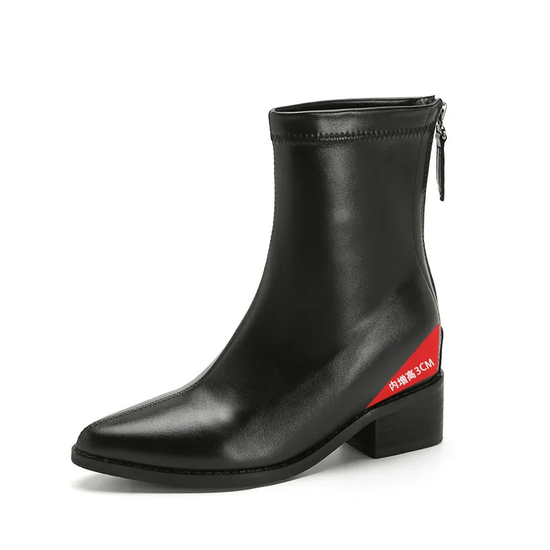 Bottine courtes pointues en cuir souple pour femmes