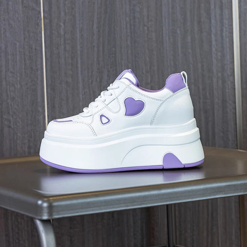 Baskets plate-forme en cuir pour femmes