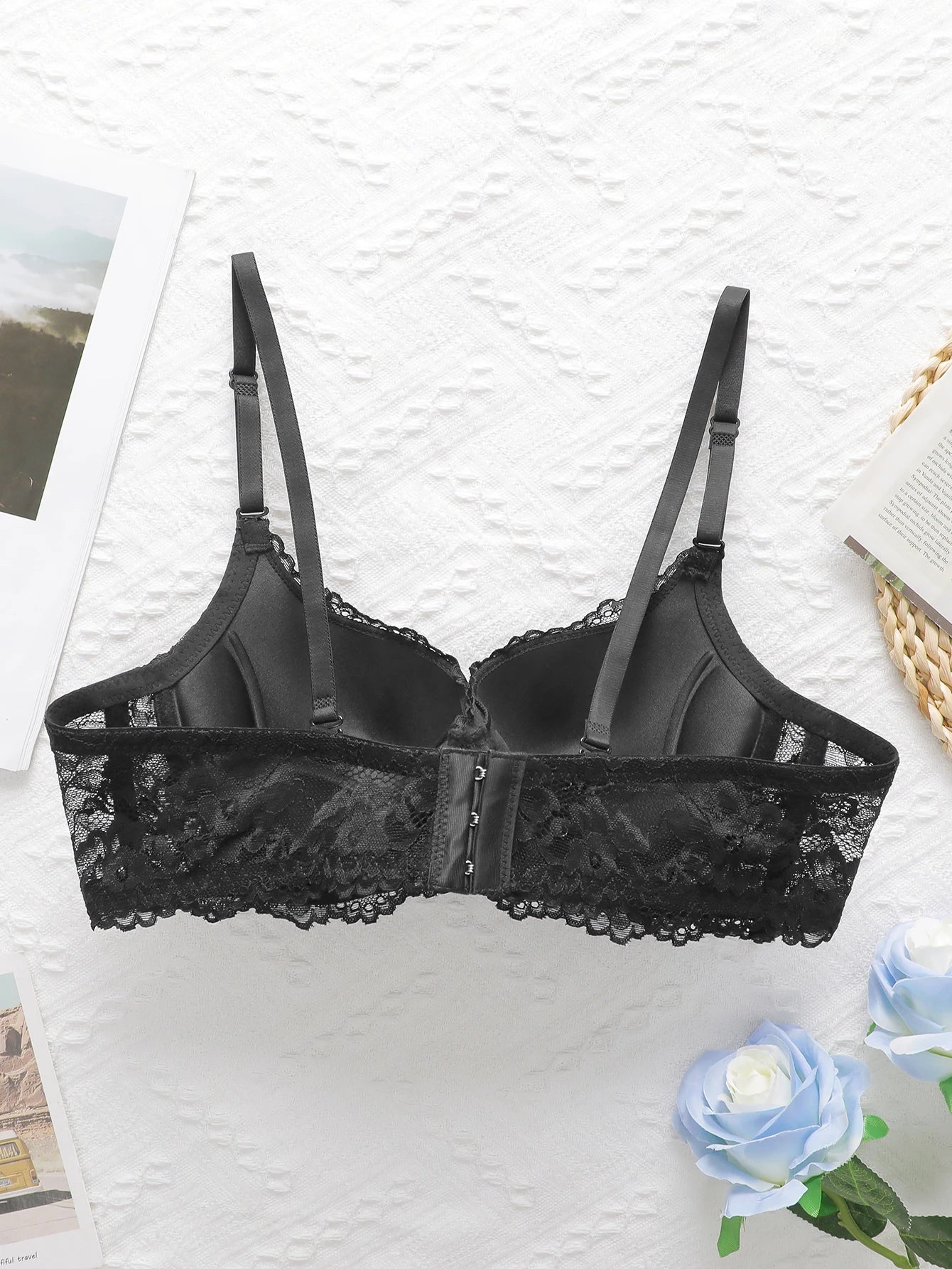 Soutien-gorge avec ruban de dentelle noire pour femmes