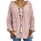 Pull torsadé tricoté de couleur pure pour femmes