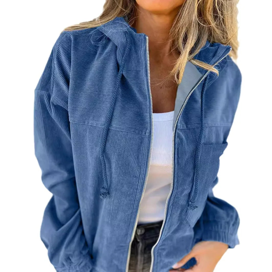Veste à capuche en velours pour femmes