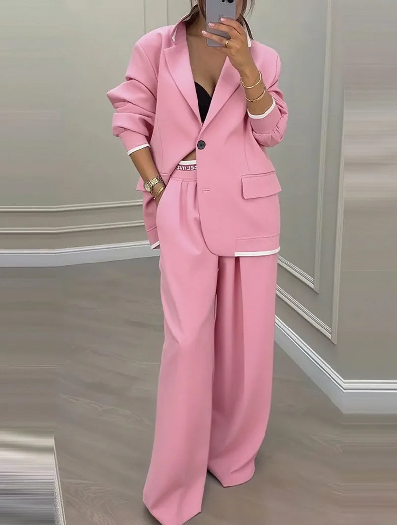 Ensemble tailleur et pantalon à manches longues pour femmes