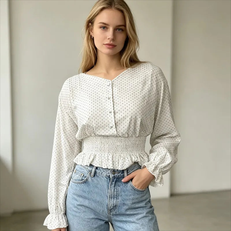 Chemise à Pois Femme – Style Chic Coréen