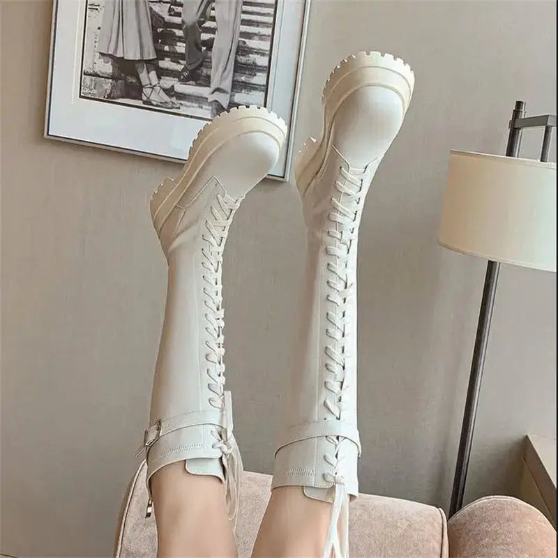 Bottes à lacets à plateforme pour femmes