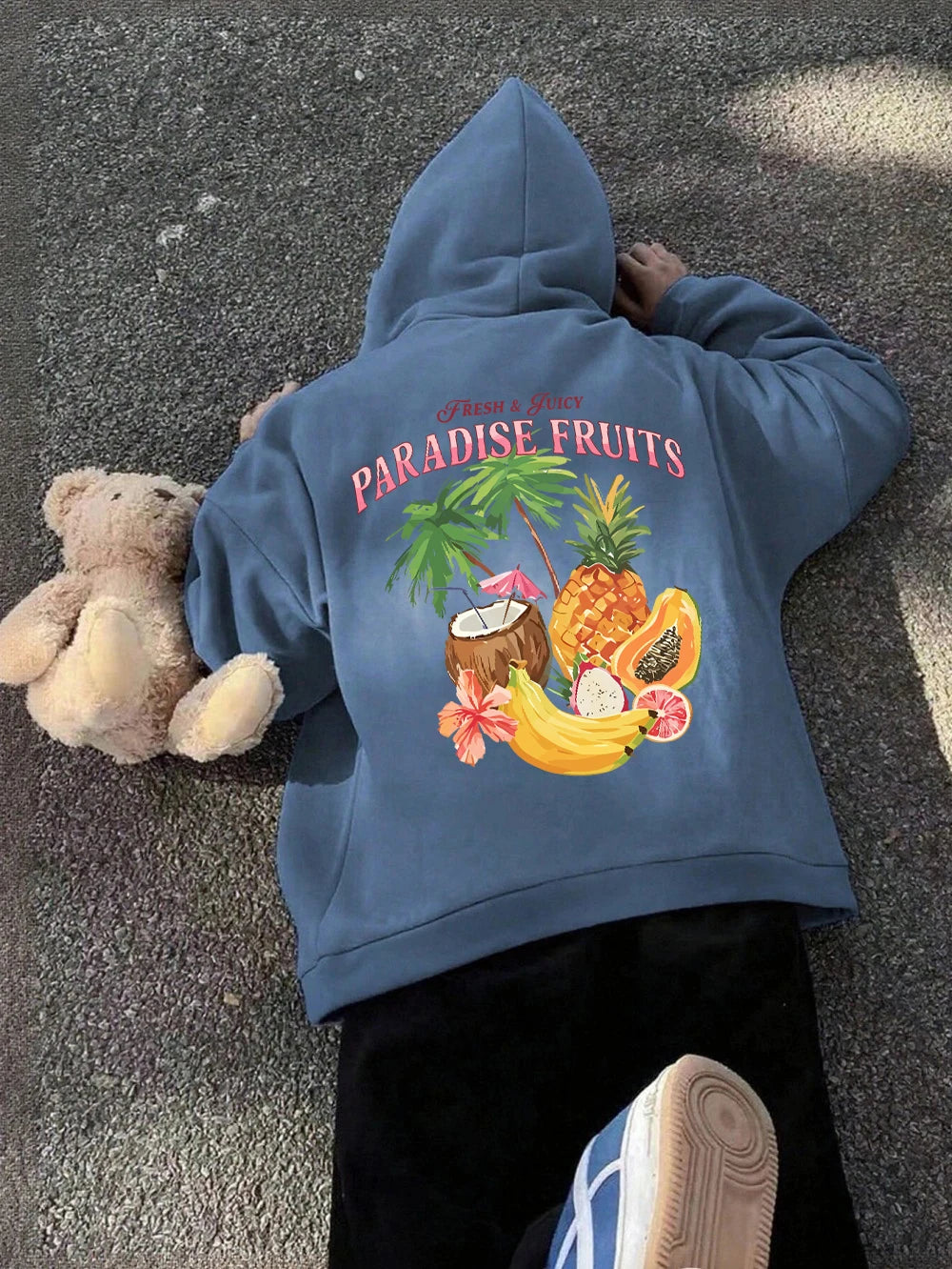 Sweat à capuche imprimé fruits du paradis frais et juteux pour femmes