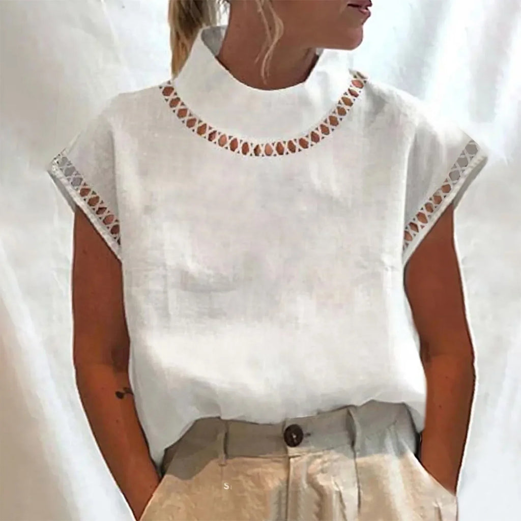 Chemise blanche légère en lin de coton pour femmes