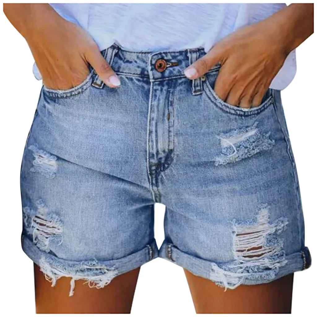 Shorts en jean avec trou pour femmes