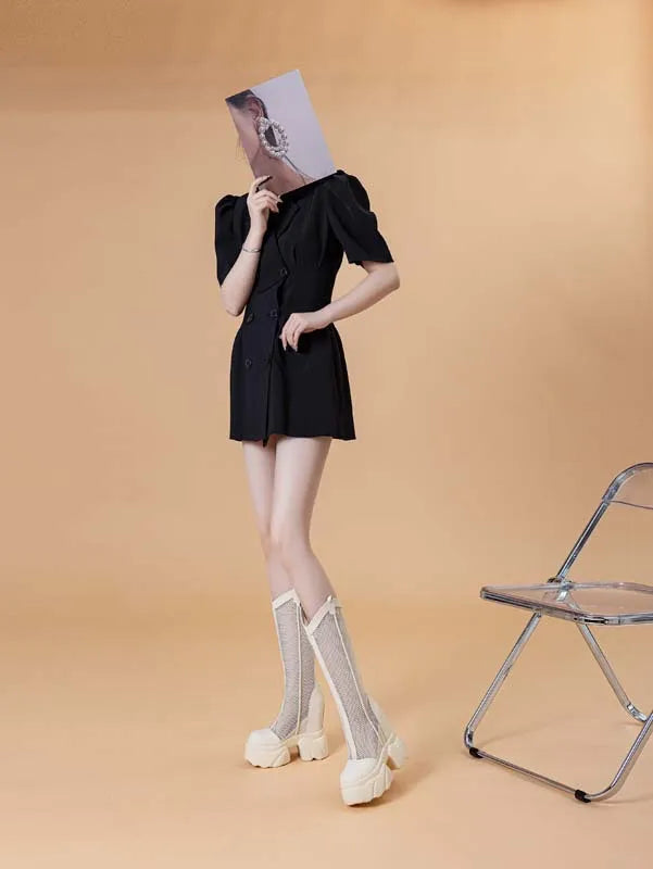 Bottes genou haute à plate-forme pour femmes
