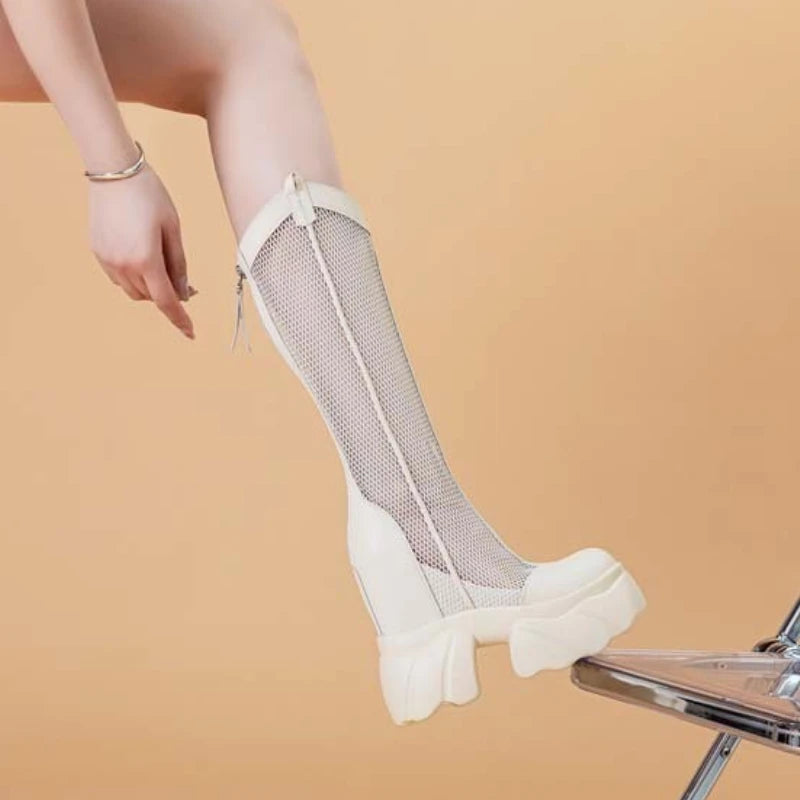 Bottes genou haute à plate-forme pour femmes