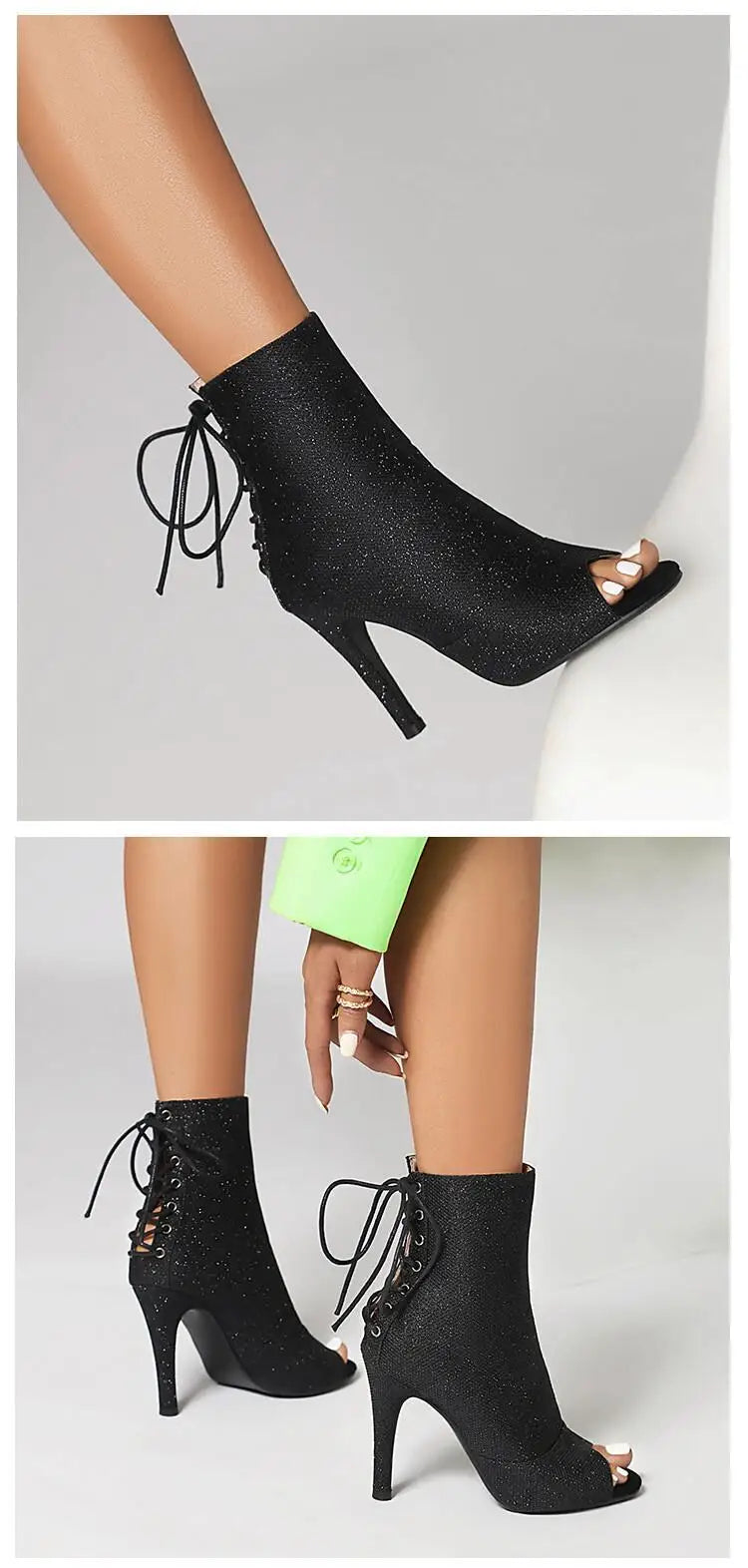 Bottines à talons hauts noirs pour femmes