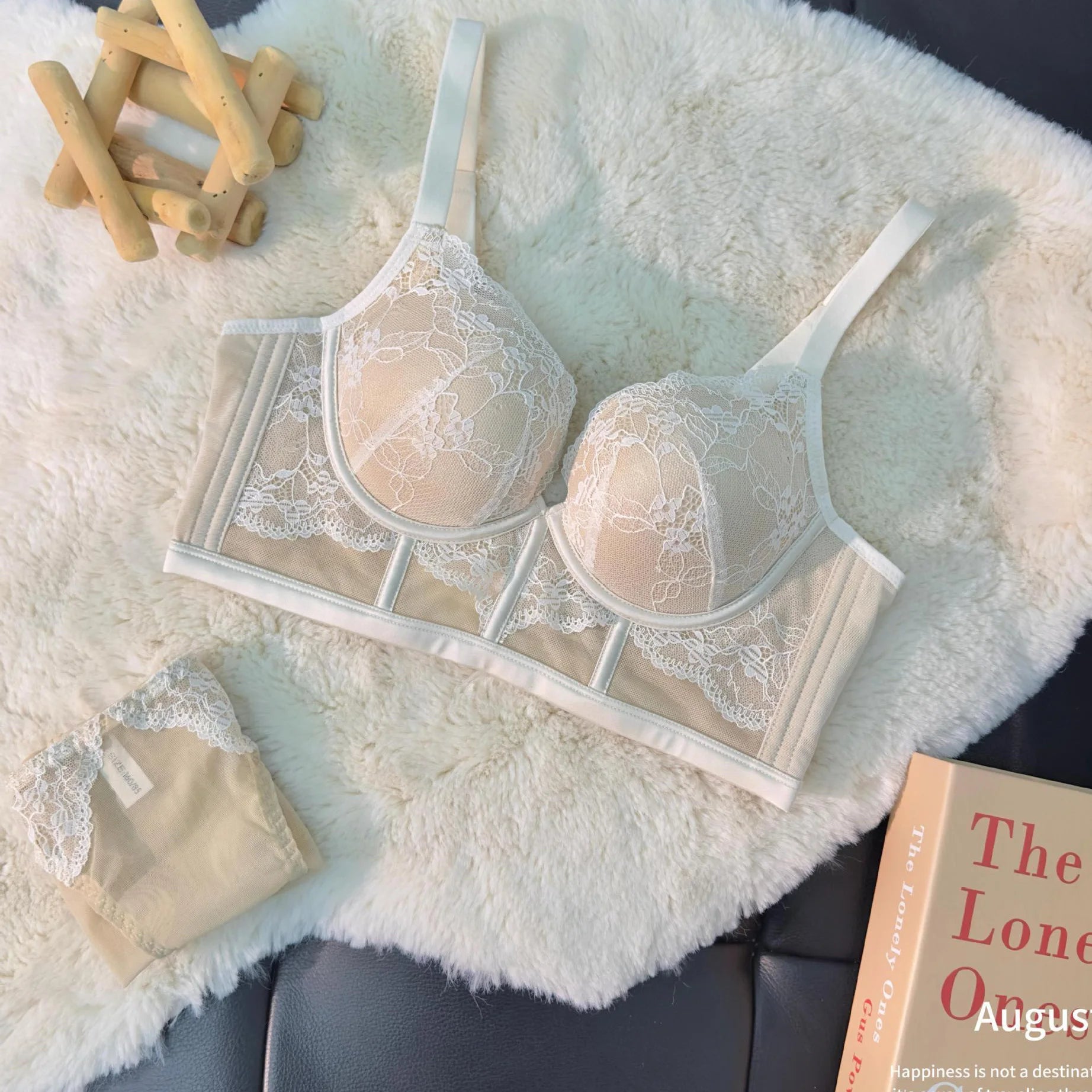 Ensembles de lingerie soutien-gorge push-up en coton, culotte froncée pour femmes