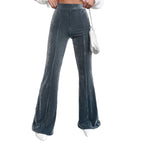 Pantalon évasé en velours côtelé taille haute pour femmes