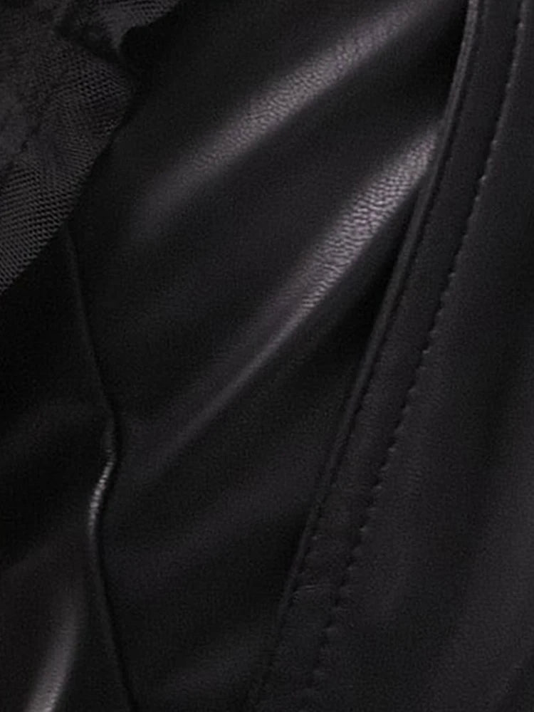 Pantalon Cheville Taille Haute en Similicuir Mat
