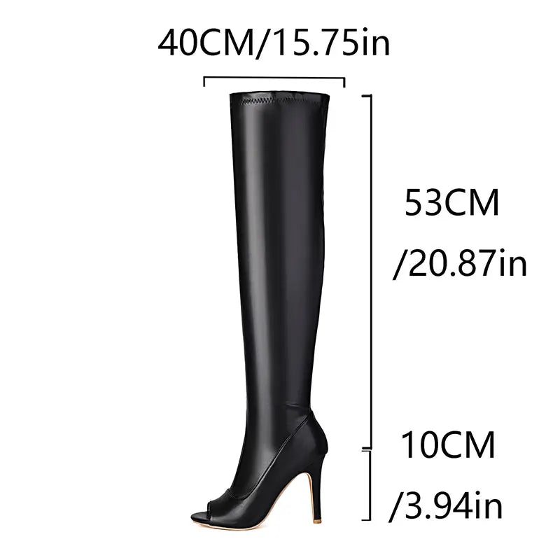 Bottes hautes Sexy à bout ouvert pour femmes