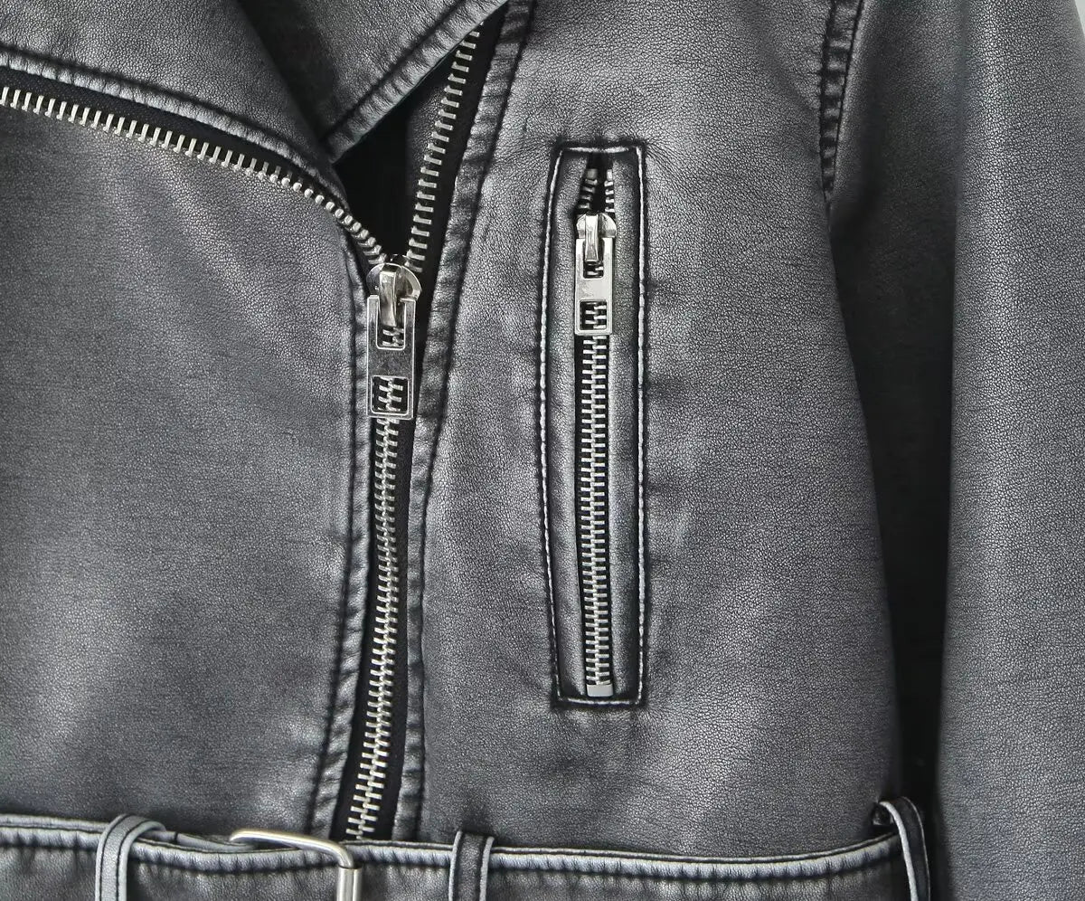 Veste Similicuir Femme – Revers et Fermeture Zippée