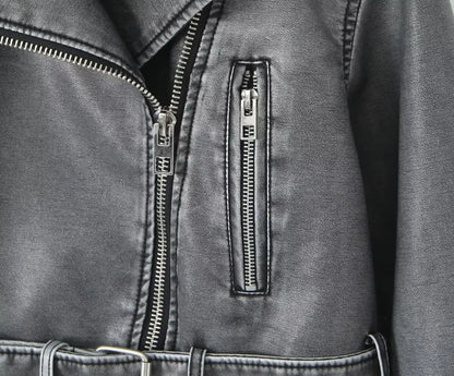 Veste Similicuir Femme – Revers et Fermeture Zippée