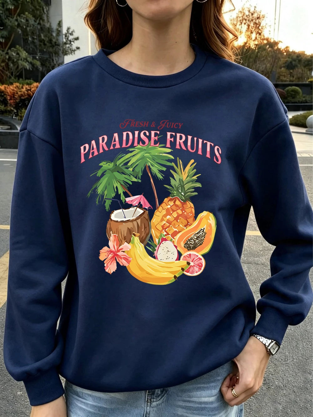 Sweat-shirts à imprimés de fruits frais et juteux Paradise pour femmes