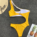 Maillot de bain une pièce à épaule dénudée, pour femmes