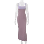 Robe longue d'été contrastée pour femmes