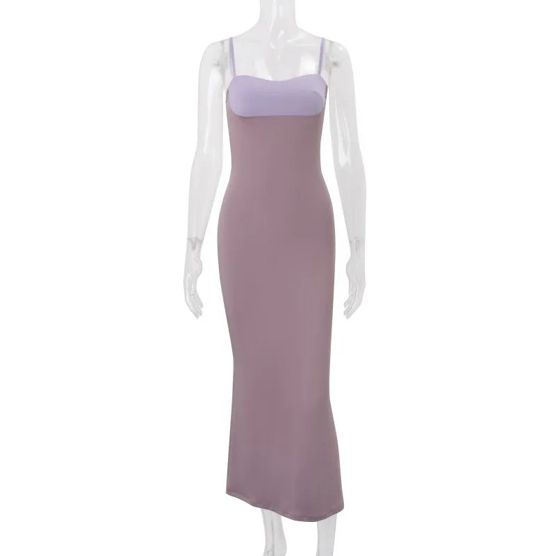 Robe longue d'été contrastée pour femmes