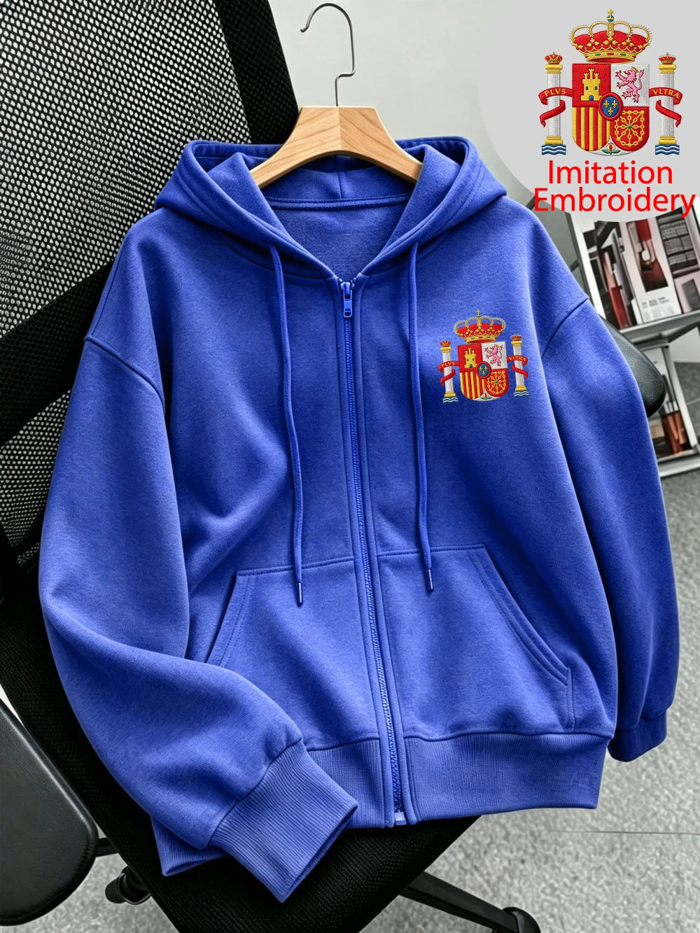 Sweat à capuche zippé imprimé Street Spain pour femmes