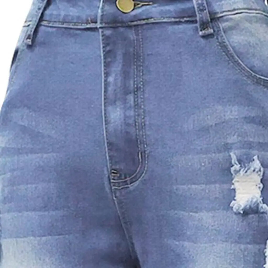 Jeans déchirés taille haute pour femmes