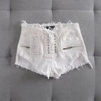 Short en jean à lacets pour femmes