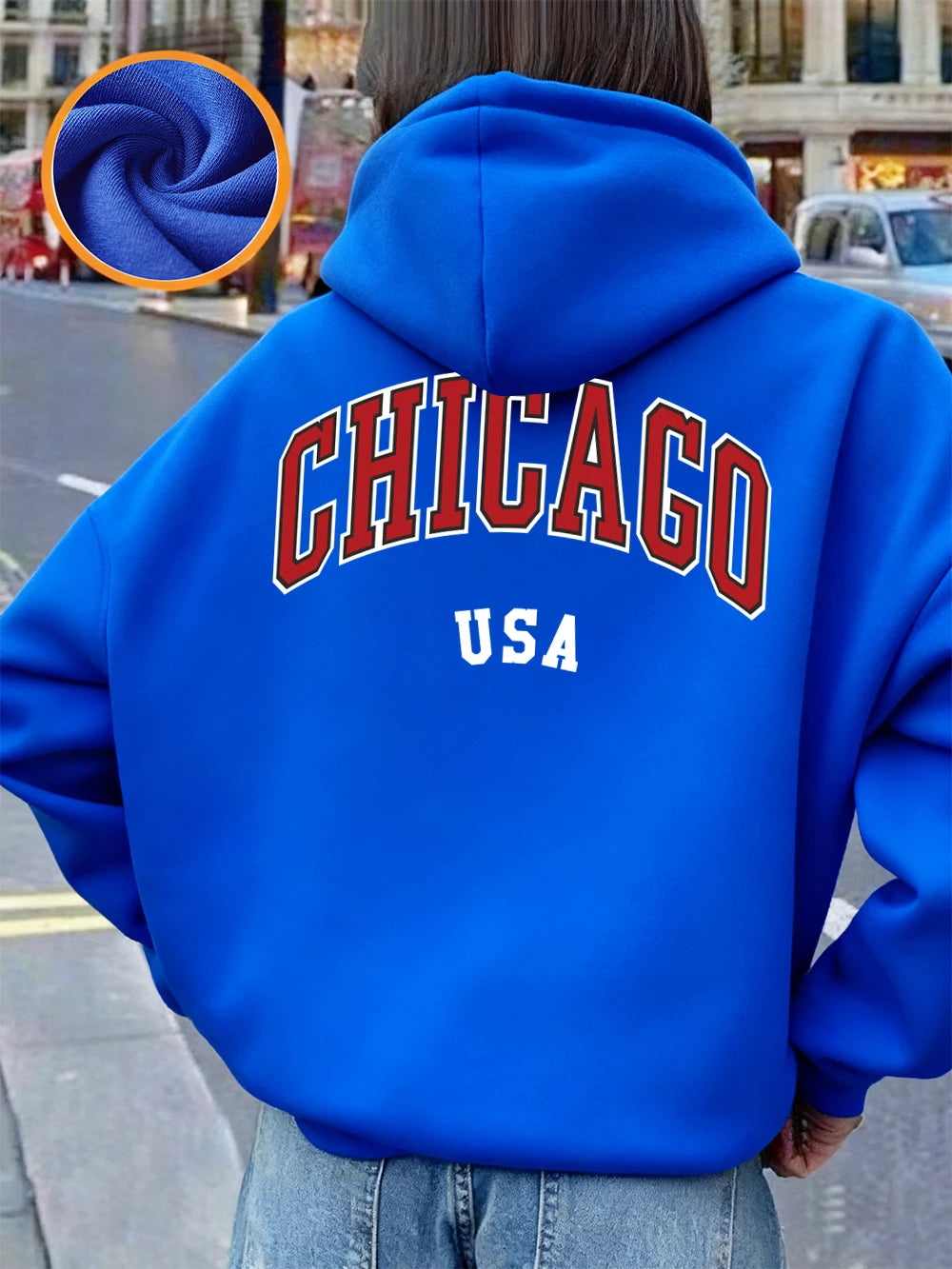 Sweat à capuche imprimé Chicago USA pour femmes