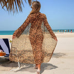 Ensemble maillot de bain 3 pièces à imprimé léopard pour femmes