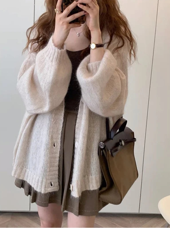 Cardigan Fin en Mohair Femme – Chic et Décontracté