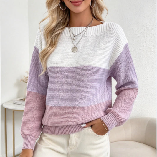 Pull Rayé Femme – Maille à Blocs de Couleurs