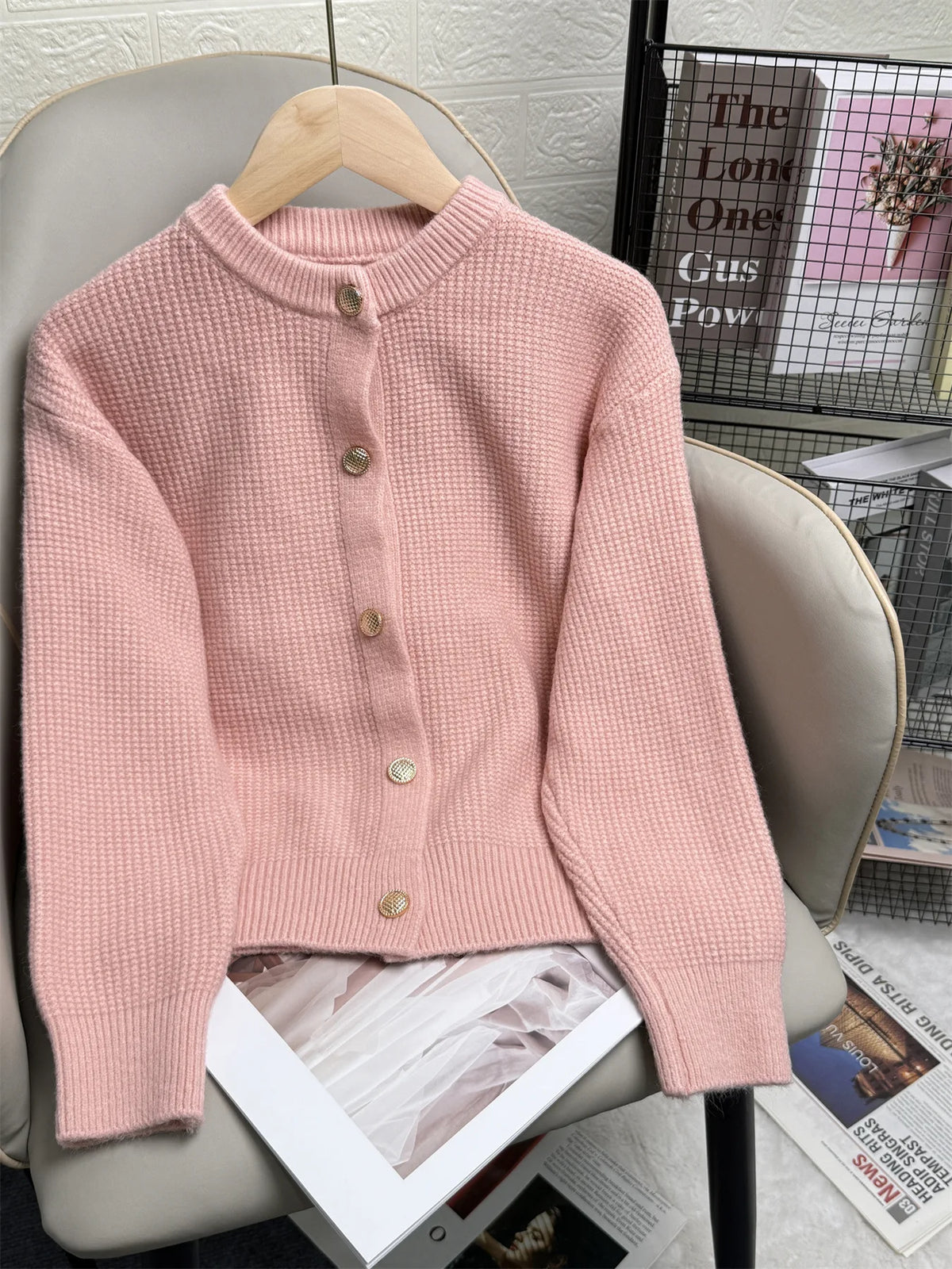 Gilet en Maille Uni Femme – Style Décontracté